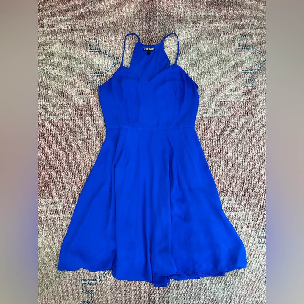 Express spaghetti strap Racerback fit and flare mini dress in electric blue sz 6